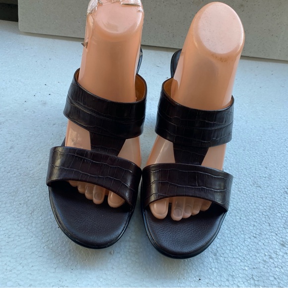 Sofft Women’s Brown Leather Heels Platform Slide Sandals. Size 9.5M - Picture 4 of 14